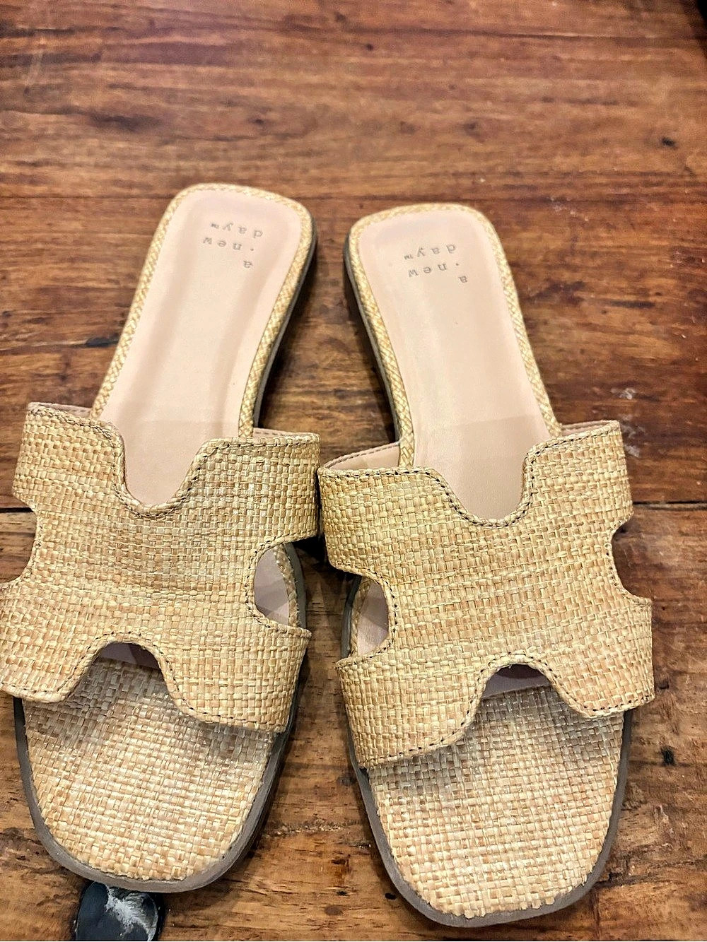 a new day Nina Slide Sandals Woven Slides in Beige